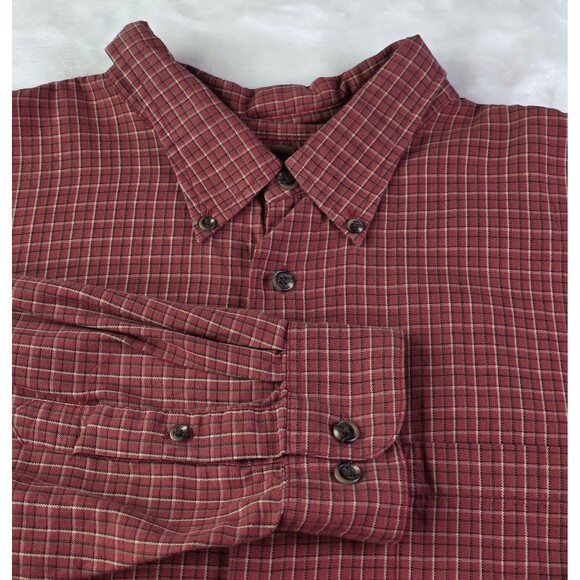 IZOD Jeans Men's XXL Red Plaid Button Up Long Sleeve Shirt - Picture 1 of 6
